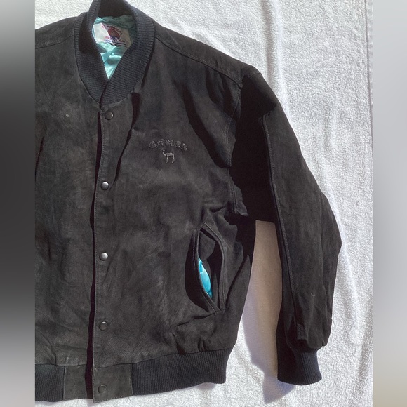 Vintage 1990s camel cigarettes styles, 100% smooth faux leather button up jacket - Picture 2 of 3